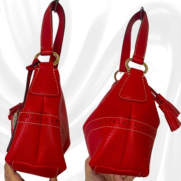Dooney & Bourke Red Large Slouch French Leather Shoulder Bag Purse No.RU776 - Picture 3 of 9